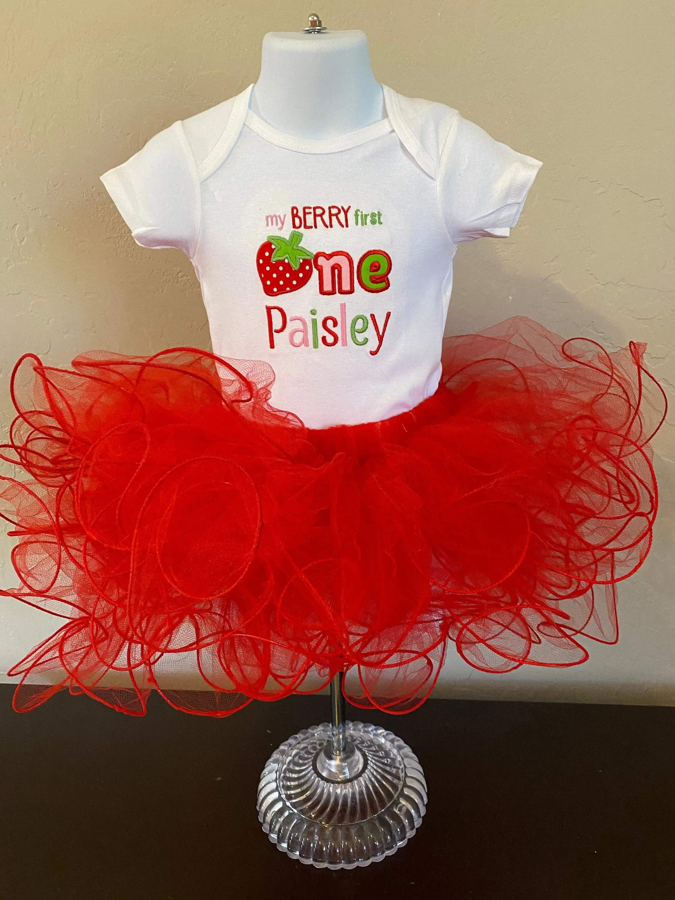 My Berry First One Cupcake Tutu dress birthday outfit  Onesie and tutu set first birthday Strawberry personalized gift applique smash cake