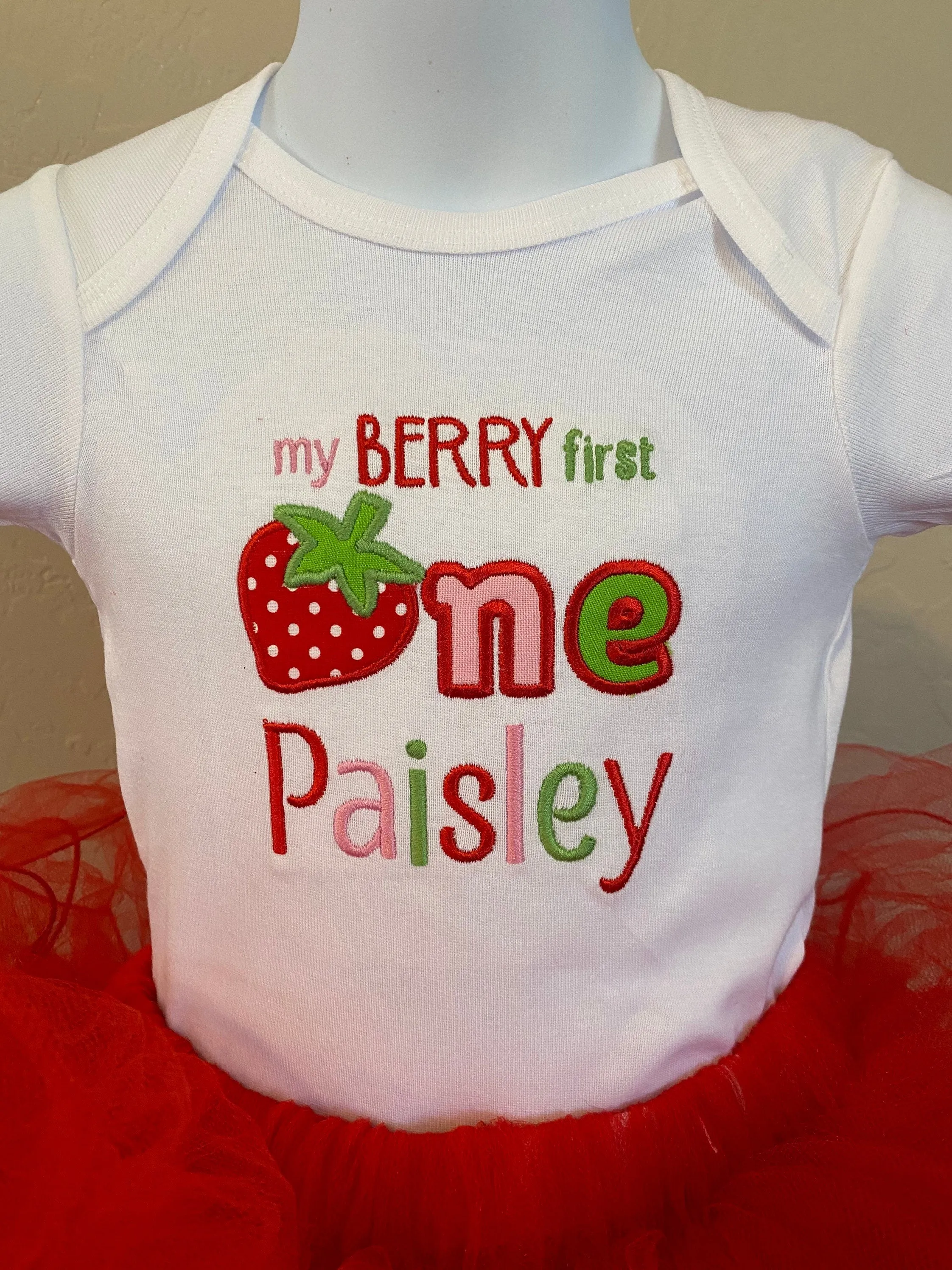 My Berry First One Cupcake Tutu dress birthday outfit  Onesie and tutu set first birthday Strawberry personalized gift applique smash cake