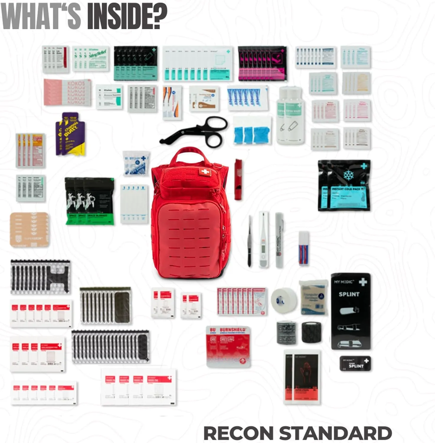My Medic Recon Standard - HSA FSA First Aid Kit - 200  First Aid and Survival Essentials, Supplies, & Must Have IFAK for Home, Car, Office or Business - Red