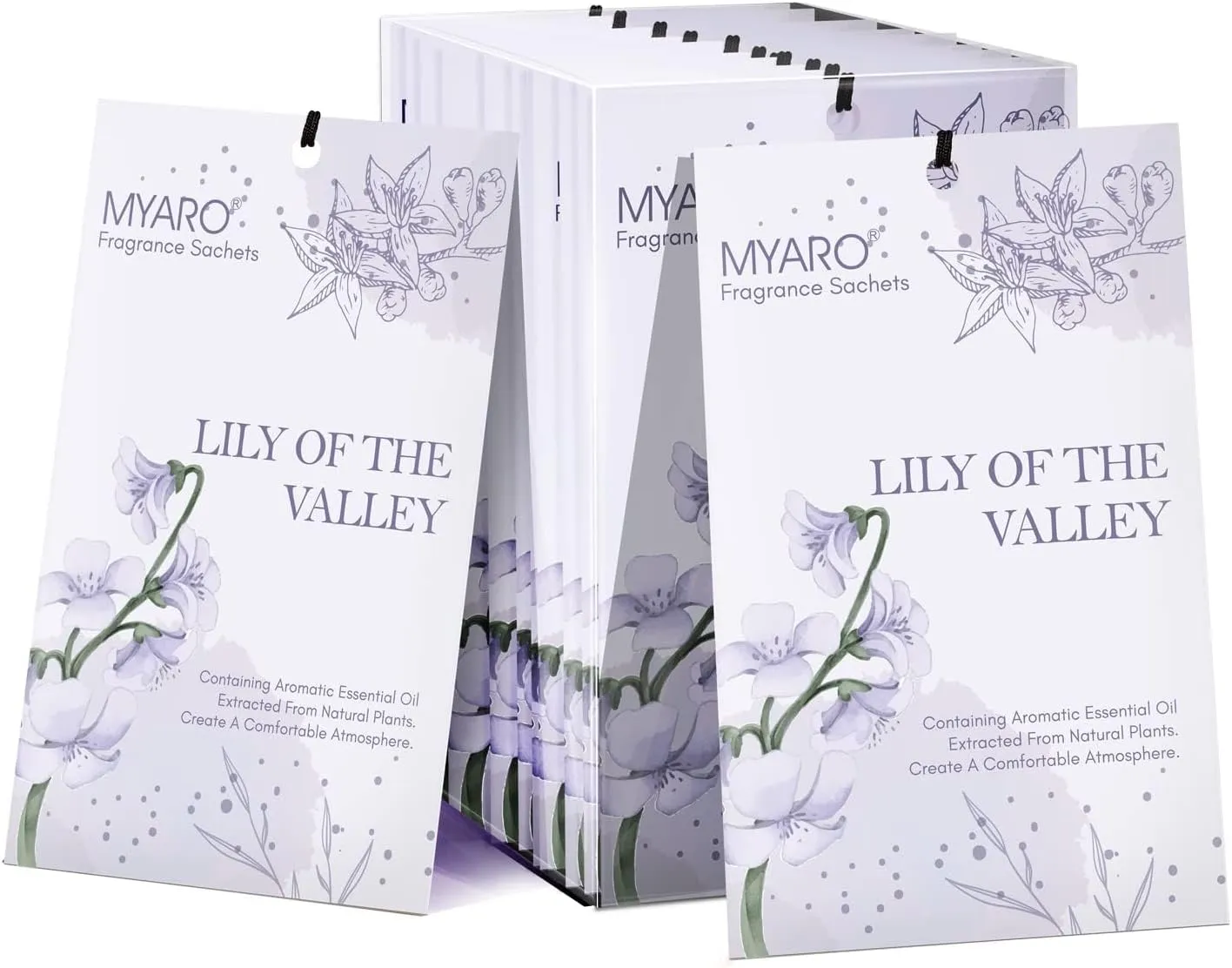 MYARO 12 PCS Lily of The Valley Scented Sachets for Drawer and Closet Fresh Scents, Air Fresheners Long-Lasting Sachets Bags Home Fragrance for Lover