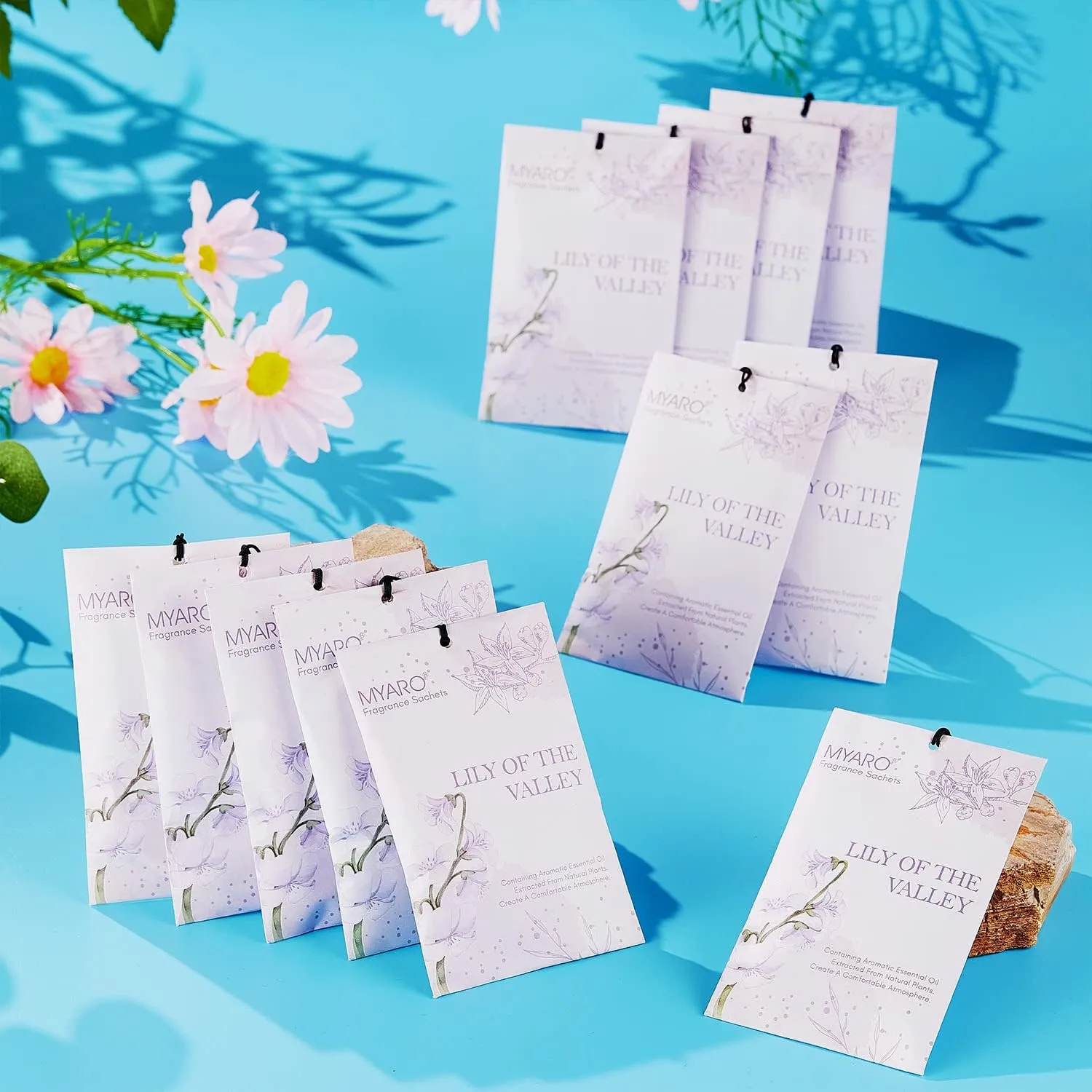 MYARO 12 PCS Lily of The Valley Scented Sachets for Drawer and Closet Fresh Scents, Air Fresheners Long-Lasting Sachets Bags Home Fragrance for Lover
