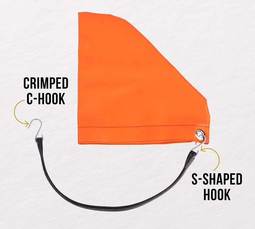 Mytee Products Orange 12" Turbo Saver Exhaust Cover & 21" Rubber Snap Tie w/Hook - Weather Resistant PVC Turbo Cover to Protect Equipment at High Speeds & Excessive Airflow During Transport