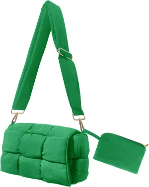 NAARIIAN Puffer Crossbody Bag for Women, Lightweight Puffy Shoulder Bags with Adjustable Strap,Quilted Woven Purse Hobo Bag