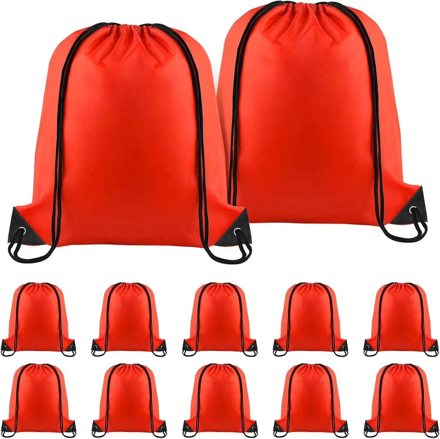 NACHLYNN 12 Pieces Drawstring Backpack Bulk Red Tote Sackpack Sports Bag DIY Drawstring Bags Nylon Draw String Sport Bag for Boys Girls Women Men Gym Sport Trip