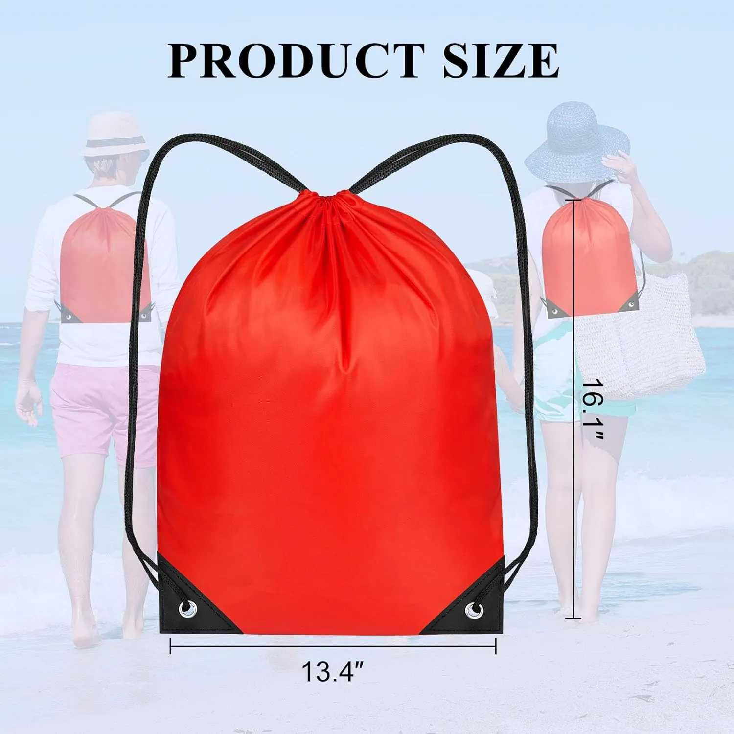 NACHLYNN 12 Pieces Drawstring Backpack Bulk Red Tote Sackpack Sports Bag DIY Drawstring Bags Nylon Draw String Sport Bag for Boys Girls Women Men Gym Sport Trip