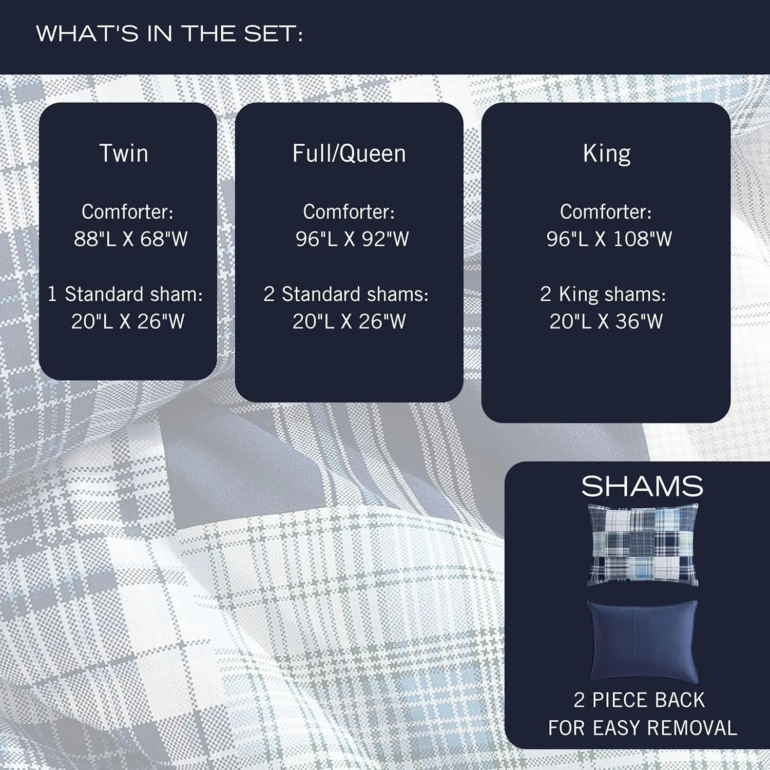 Nautica - King Comforter Set, Soft Cotton Bedding with Matching Shams, Patchwork Inspired Bedding Set (Mason Blue, King)