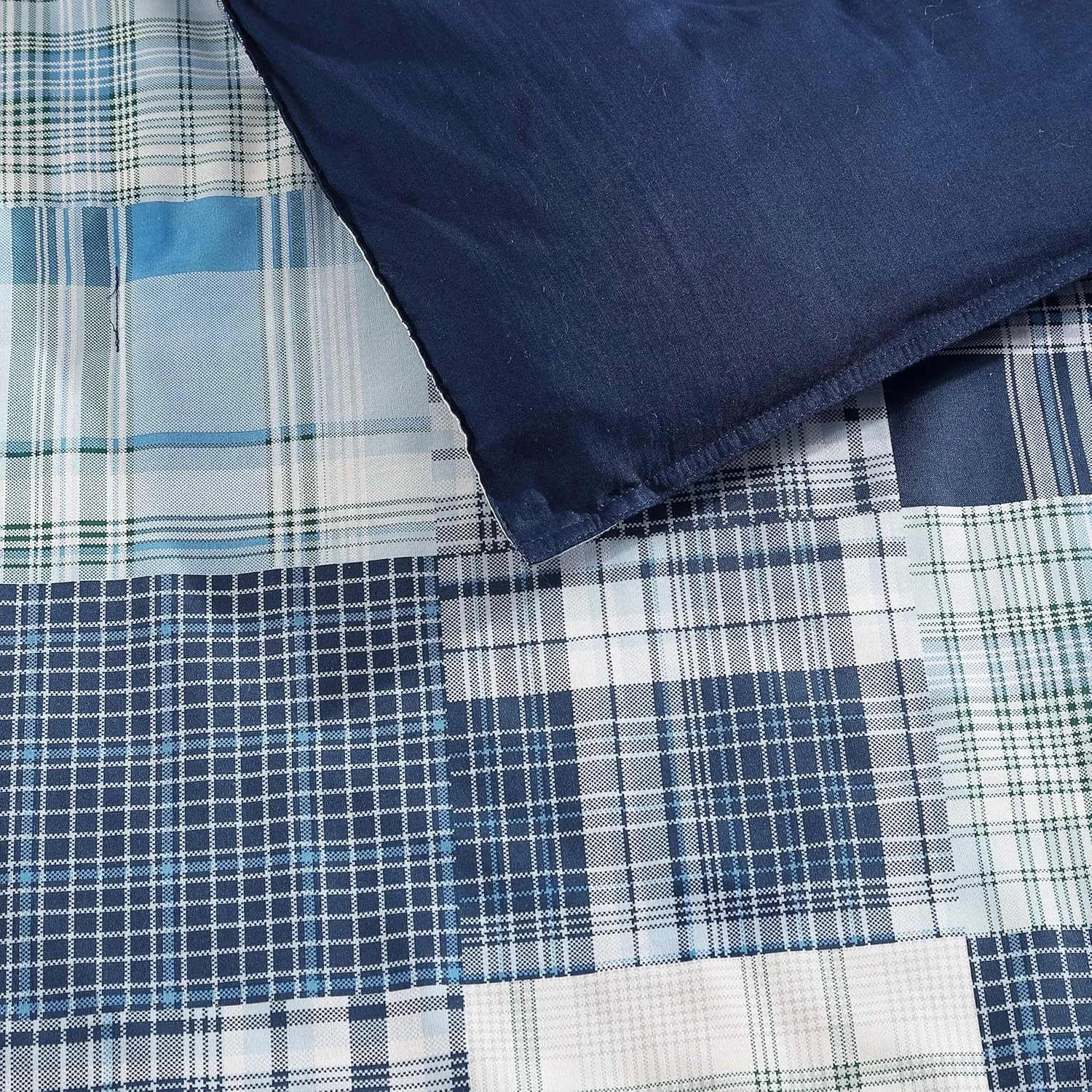 Nautica - King Comforter Set, Soft Cotton Bedding with Matching Shams, Patchwork Inspired Bedding Set (Mason Blue, King)