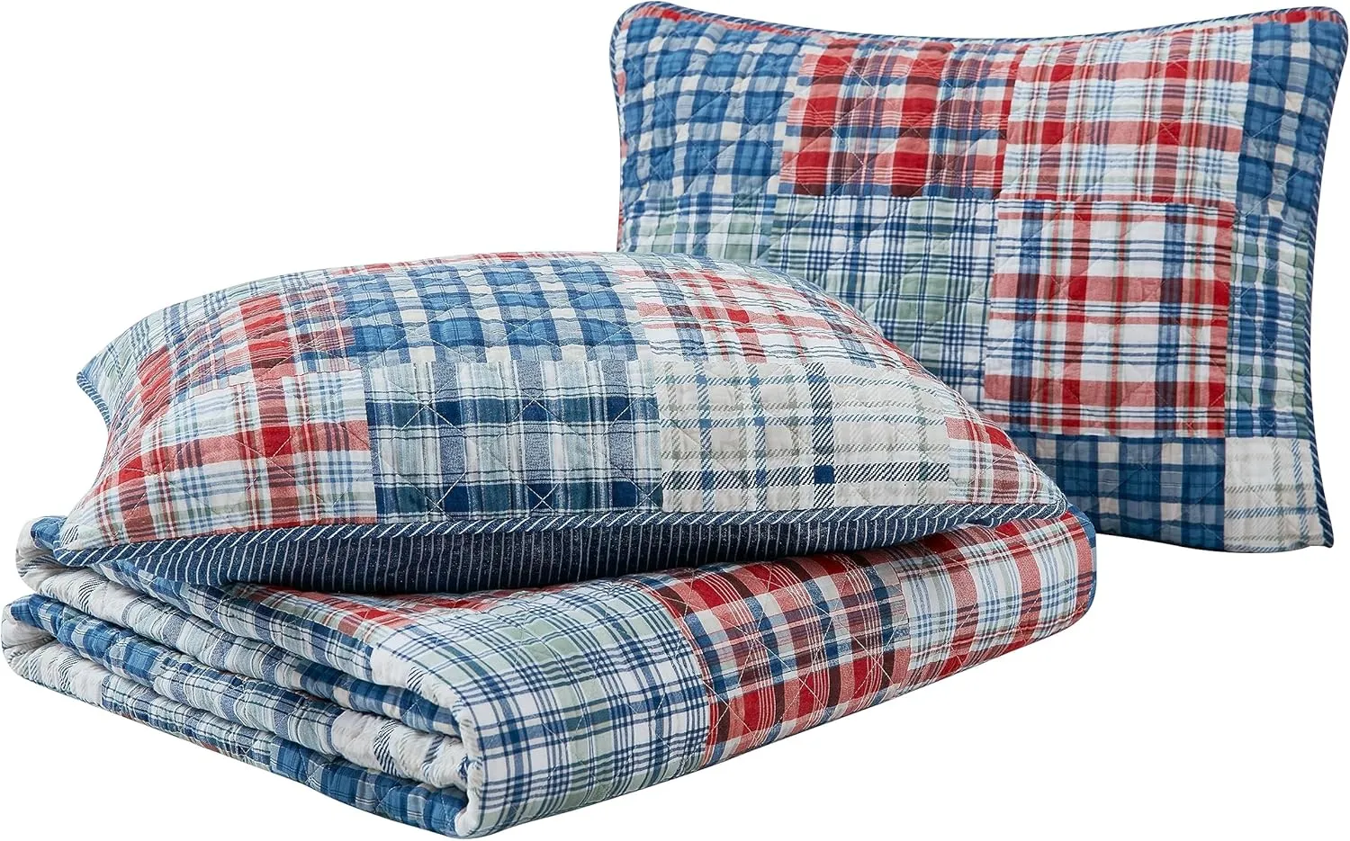 Nautica - Queen Quilt Set, All Season Cotton Home Bedding, Lightweight & Reversible (Raeford Blue, Queen)