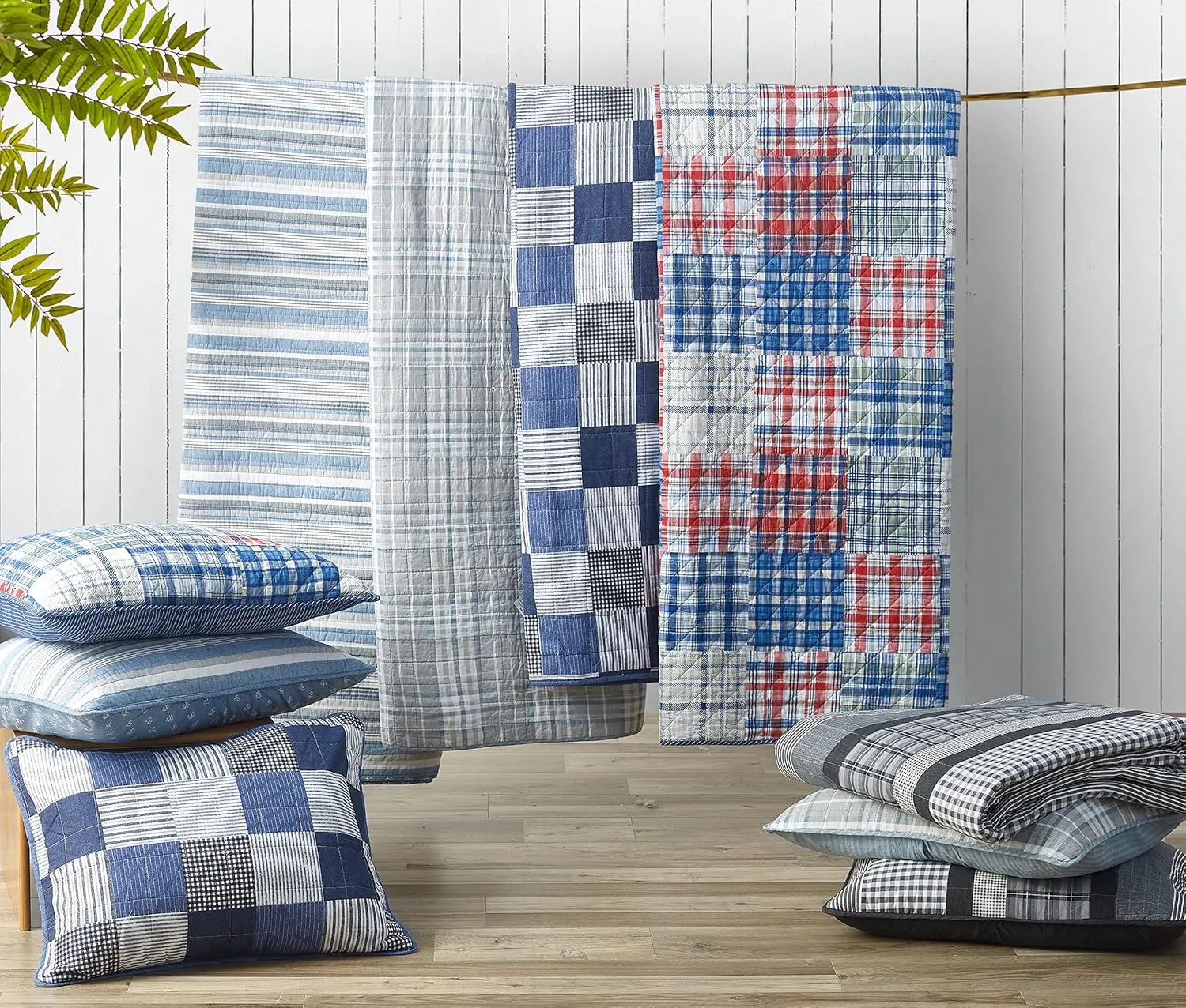 Nautica - Queen Quilt Set, All Season Cotton Home Bedding, Lightweight & Reversible (Raeford Blue, Queen)
