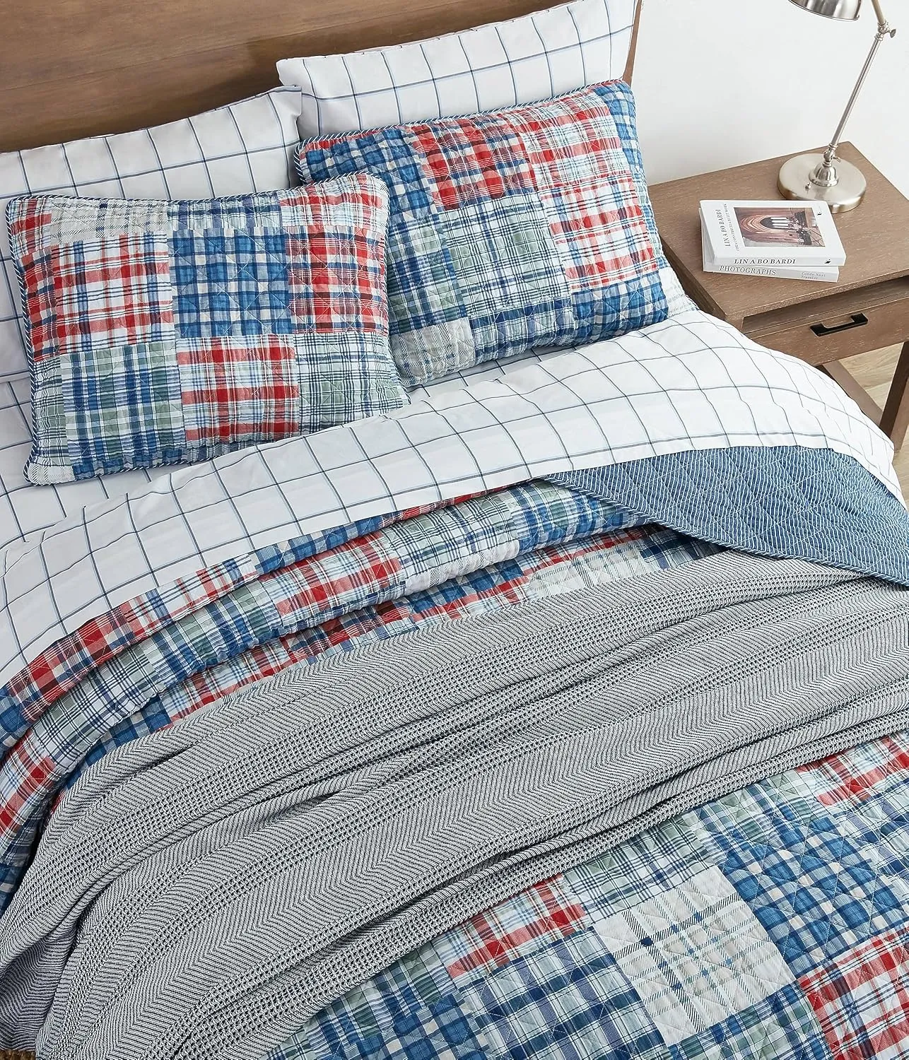 Nautica - Queen Quilt Set, All Season Cotton Home Bedding, Lightweight & Reversible (Raeford Blue, Queen)
