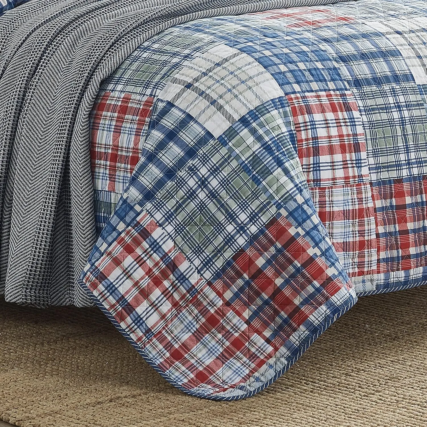 Nautica - Queen Quilt Set, All Season Cotton Home Bedding, Lightweight & Reversible (Raeford Blue, Queen)