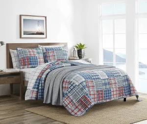 Nautica - Queen Quilt Set, All Season Cotton Home Bedding, Lightweight & Reversible (Raeford Blue, Queen)