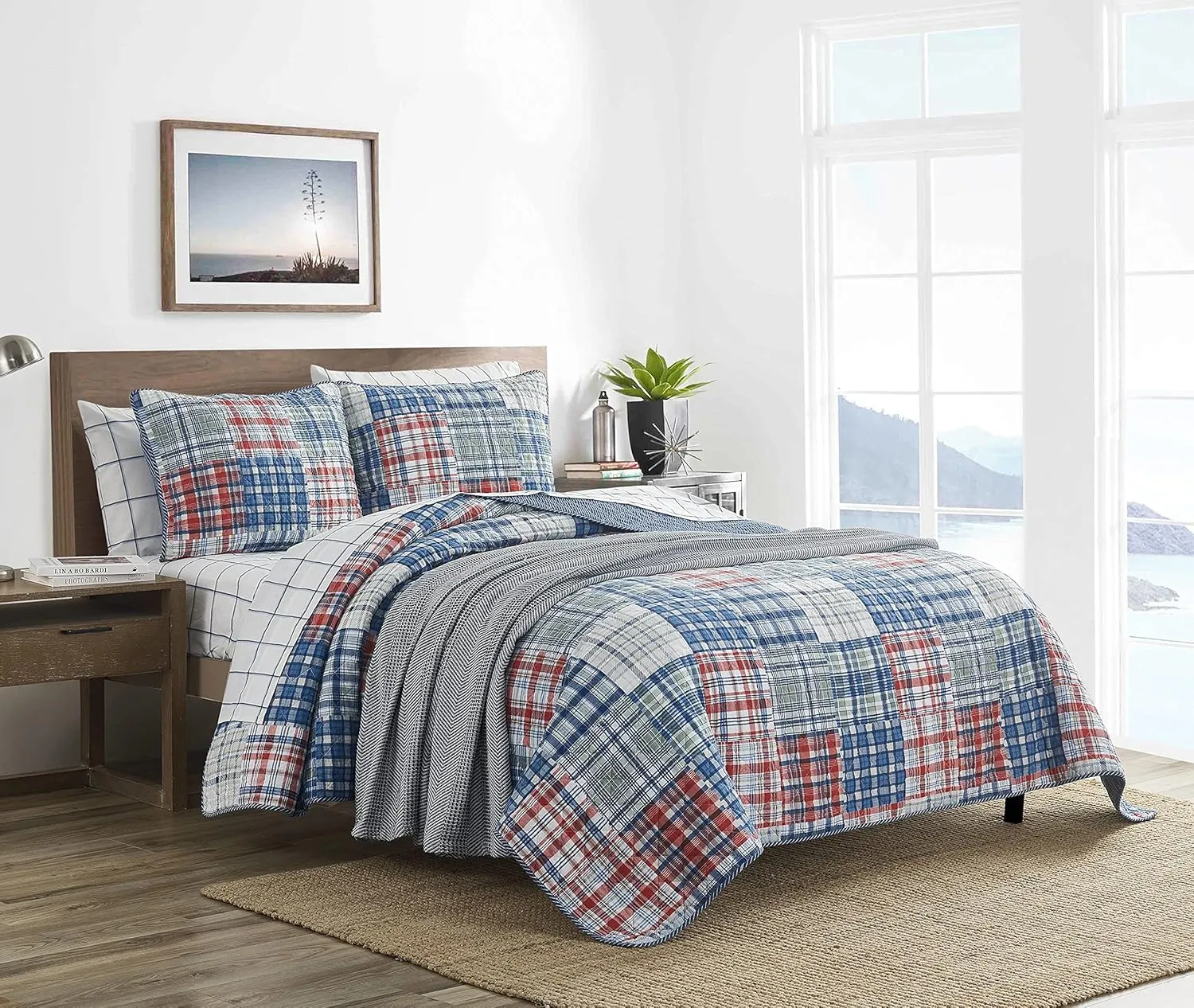 Nautica - Queen Quilt Set, All Season Cotton Home Bedding, Lightweight & Reversible (Raeford Blue, Queen)