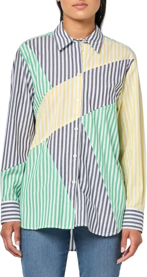 Nautica Women's Stripe Long Sleeve Printed Button Up Shirt