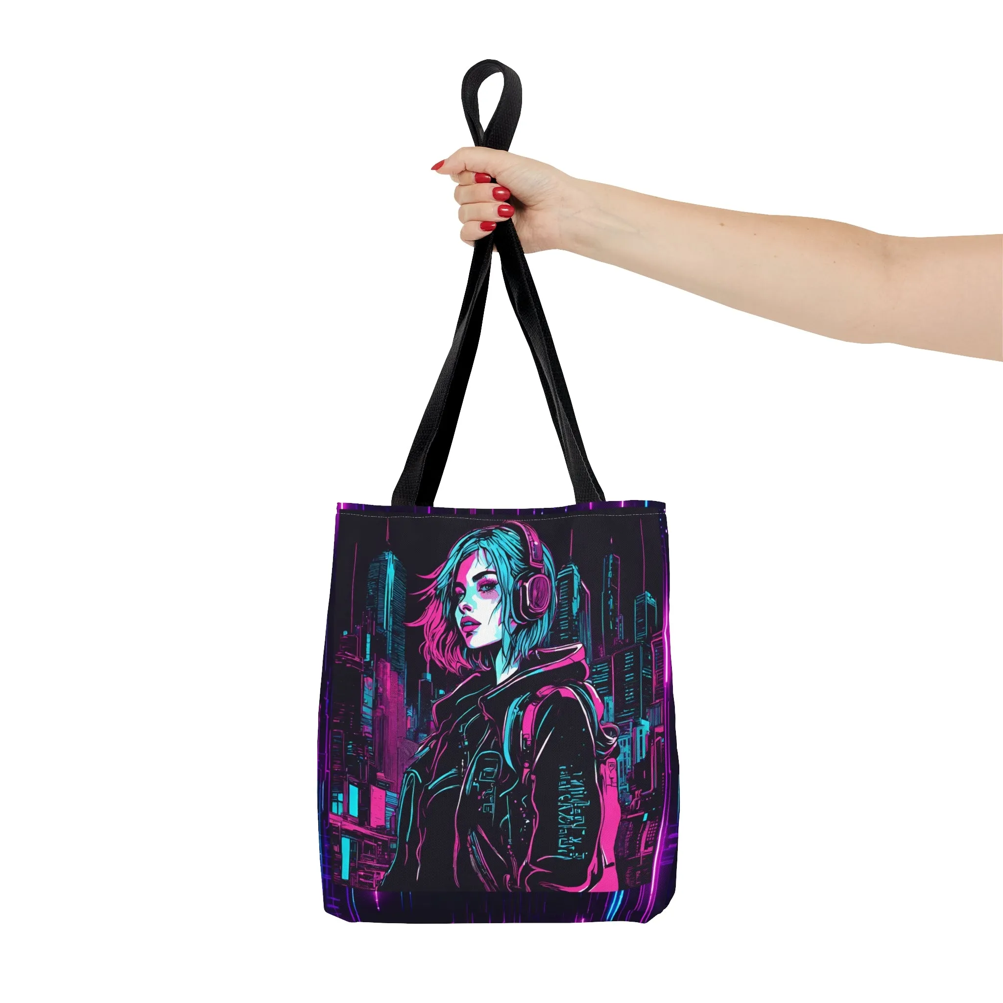 Neon Futuristic Lights Cyberpunk AOP Tote Bag