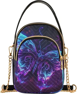 Neon Light Butterfly Crossbody Sling Bags for Women, Compact Fashion Handbag with Chain Strap Top handle for Evening Party Dating Travel