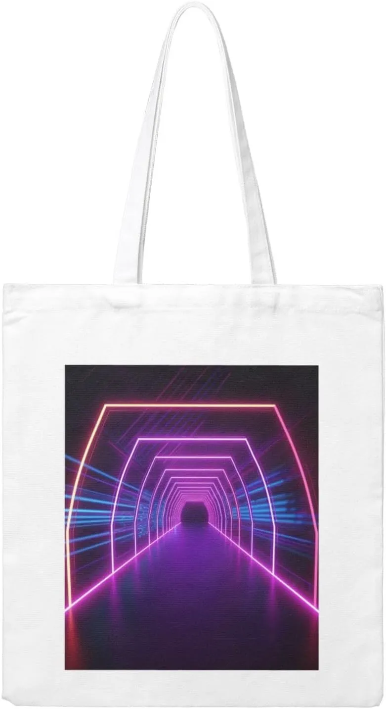 Neon Lights Tunnel printed Canvas Shopping Bag Fashion Handbag