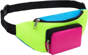 Neon Retro 80s Fanny Pack for Women Men Kids Belt Bags 80s Accessories 90s Costumes for Women Party Travel Festival Vintage Rave Accessories Plus Size Belt Bag