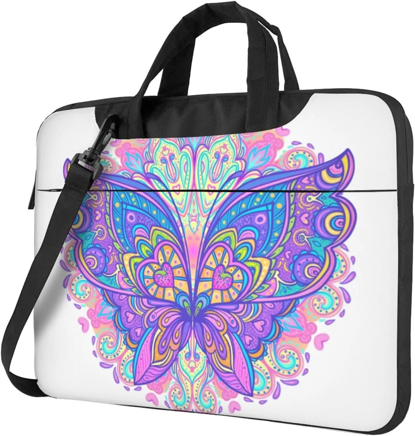 Neon Skull Glowing Eyes Laptop Bag Classic Slim Briefcase Messenger Bag, Spacious, Ergonomic
