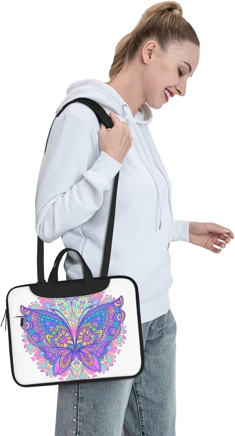 Neon Skull Glowing Eyes Laptop Bag Classic Slim Briefcase Messenger Bag, Spacious, Ergonomic