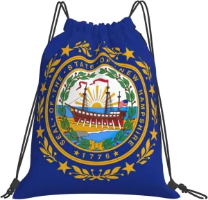 New Hampshire state flag Print Drawstring Backpacks Drawstring Gym Bags for Sports,Swimming,Beach,Gym,Travel