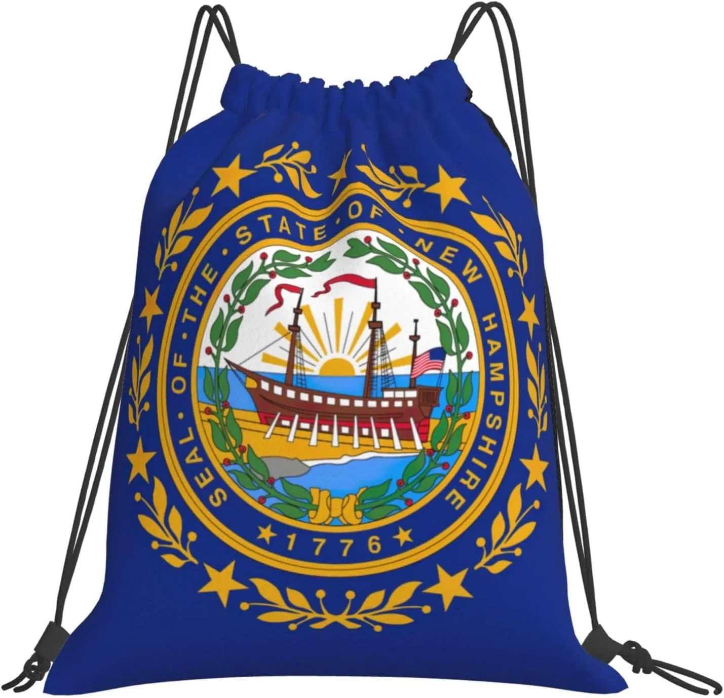 New Hampshire state flag Print Drawstring Backpacks Drawstring Gym Bags for Sports,Swimming,Beach,Gym,Travel