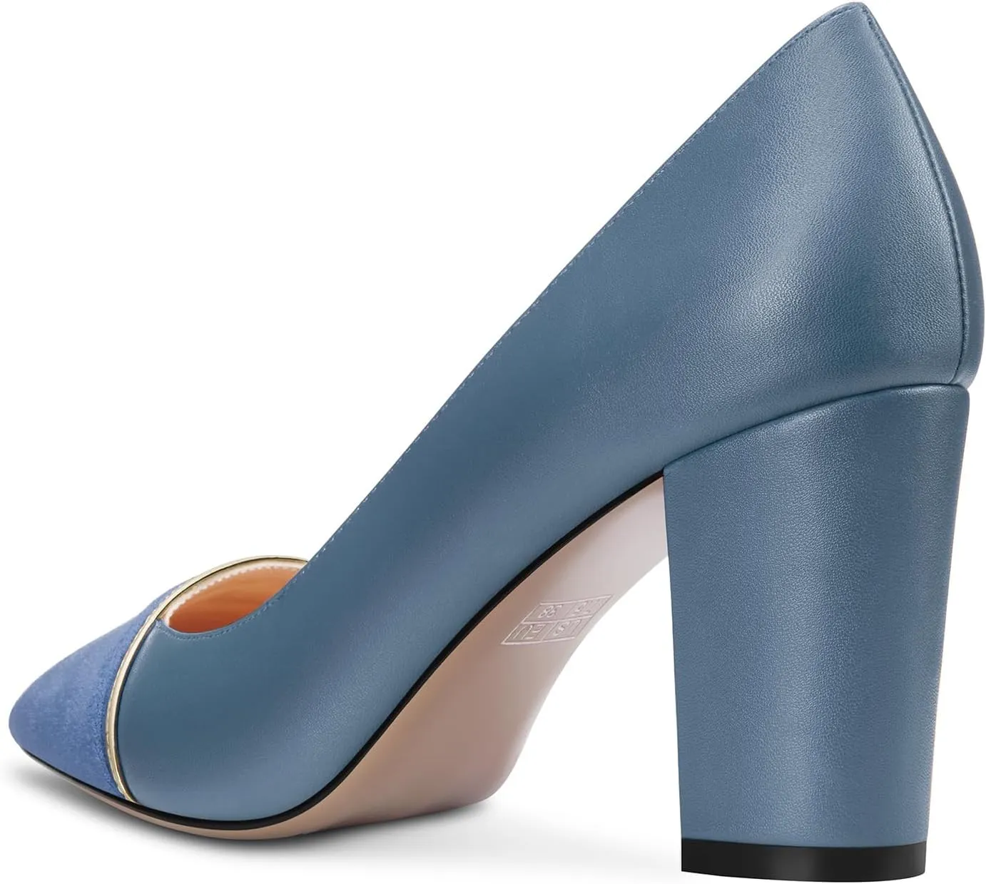 NobleOnly Womens Mid Block Heel Pointed Toe Slip-on Patchwork Pumps Prom Casual Party Dress Shoes 3.2 Inches Heels