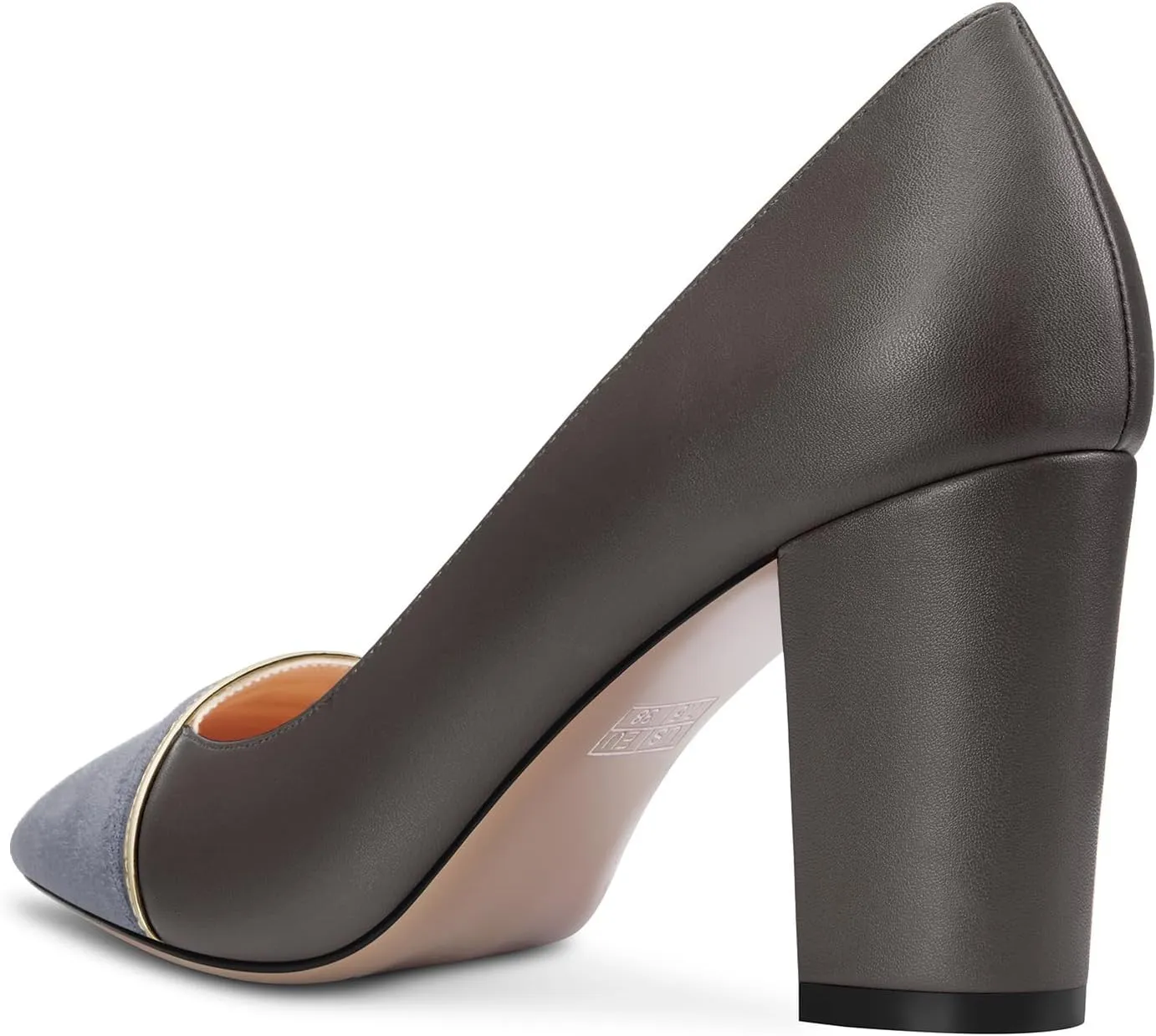 NobleOnly Womens Mid Block Heel Pointed Toe Slip-on Patchwork Pumps Prom Casual Party Dress Shoes 3.2 Inches Heels
