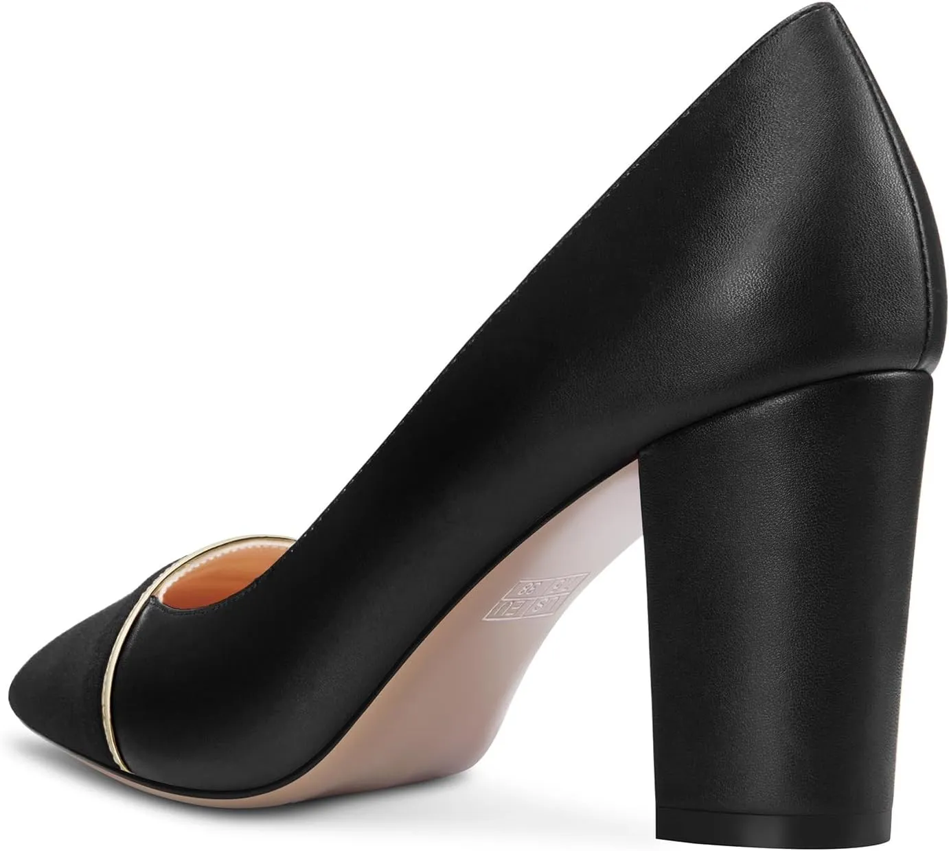 NobleOnly Womens Mid Block Heel Pointed Toe Slip-on Patchwork Pumps Prom Casual Party Dress Shoes 3.2 Inches Heels