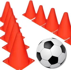 Novelty Place 7 inch Plastic Training Cones, 12Pcs Durable Traffic Cone Play Field Marker Cone for Safety, Agility Training, Soccer, Football, Sports Games & Other Activities