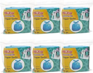 Nuby Diaper Disposal Bags for Baby - (6-Pack) 50 Count Disposable Bags - Fresh Baby Powder Scent - Blue