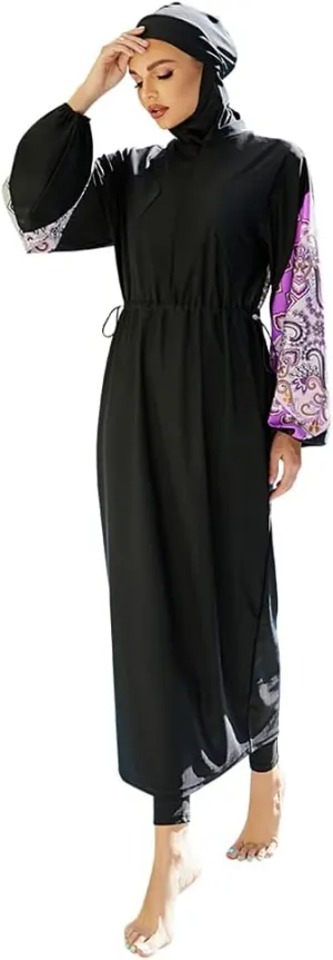 ODIZLI Women Muslim Swimwear Islamic Modest Swimsuit Full Cover Hijab Long Sleeve Burkini