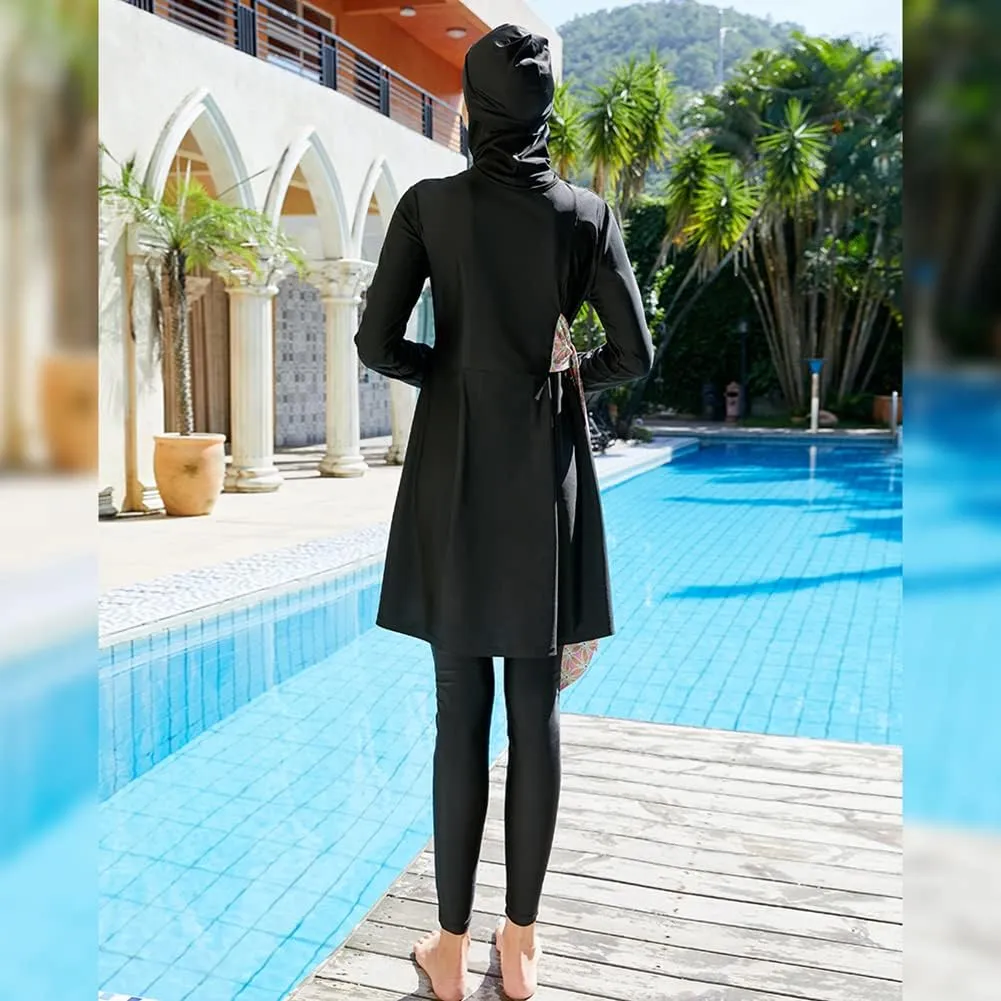 ODIZLI Women Muslim Swimwear Islamic Modest Swimsuit Full Cover Hijab Long Sleeve Burkini
