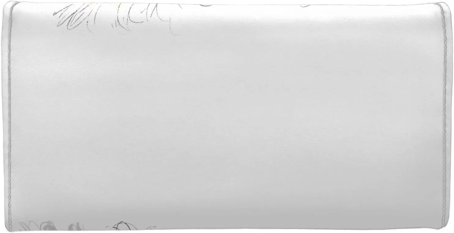 Old English Sheepdog Print Wallets Cash Clutch Bag for Women, Hand Drawn Puppy Dog Long Billfold with Zipper Coin Pocket, White Credit Card Wallet