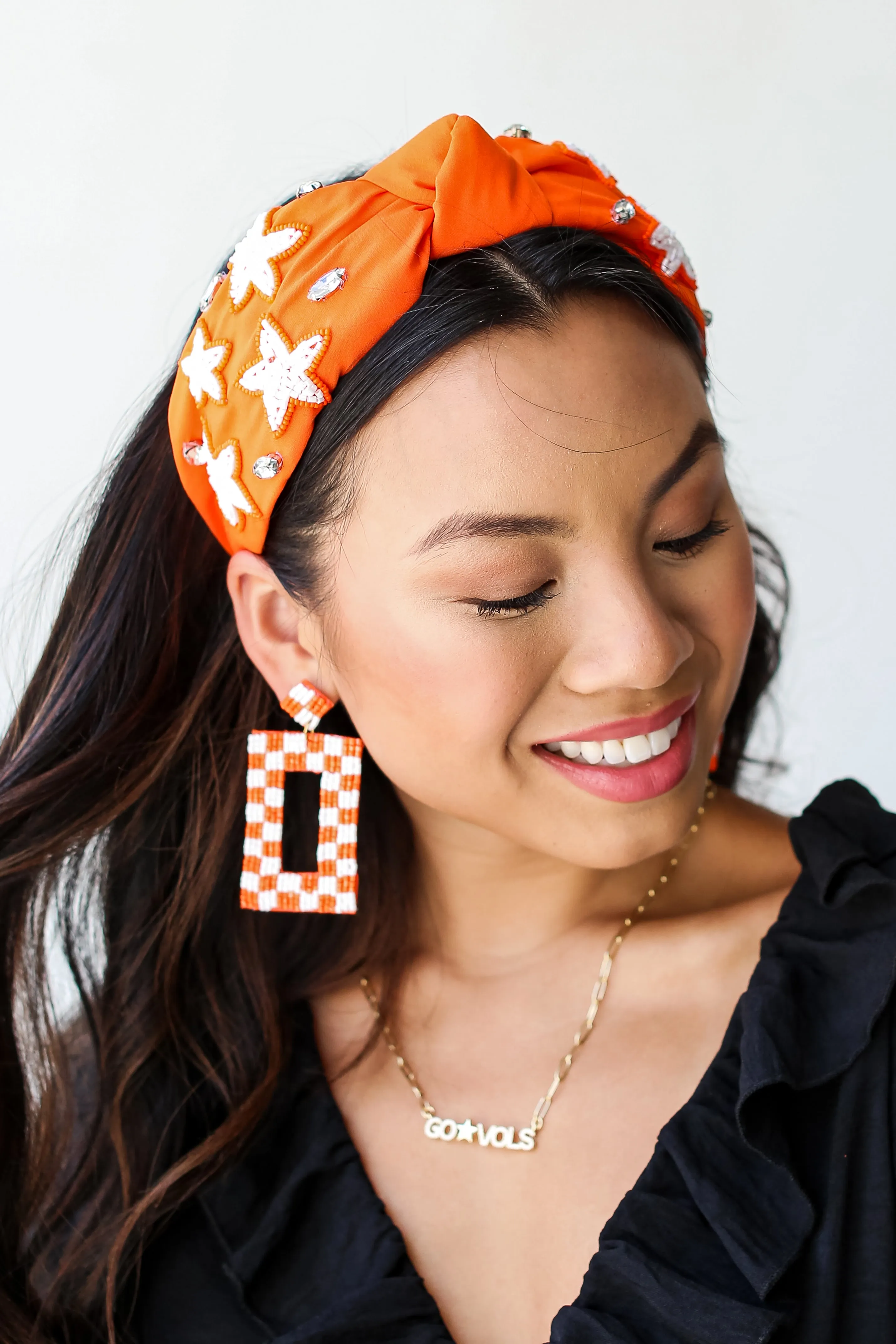 Orange Star   Gemstone Knotted Headband
