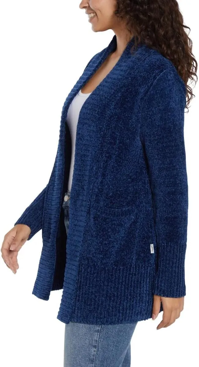 Orvis Womens Cardigan Sweater Chenille Pockets Soft Open-Front Midweight