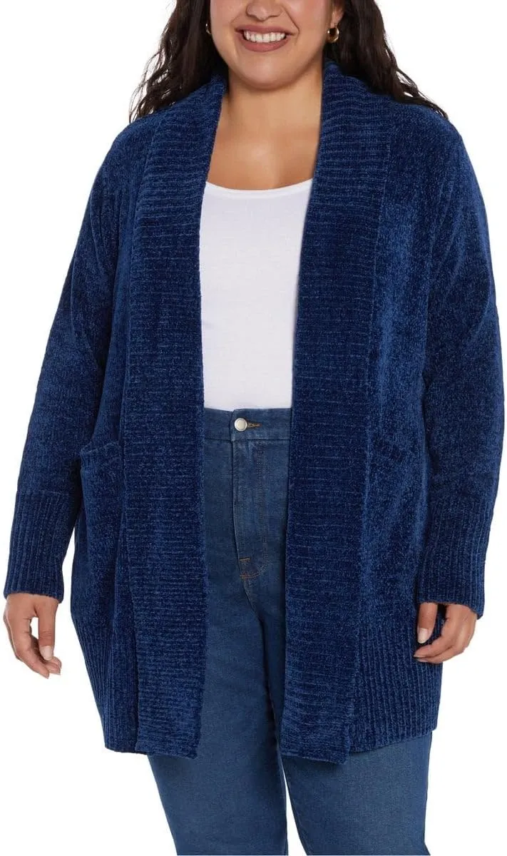 Orvis Womens Cardigan Sweater Chenille Pockets Soft Open-Front Midweight