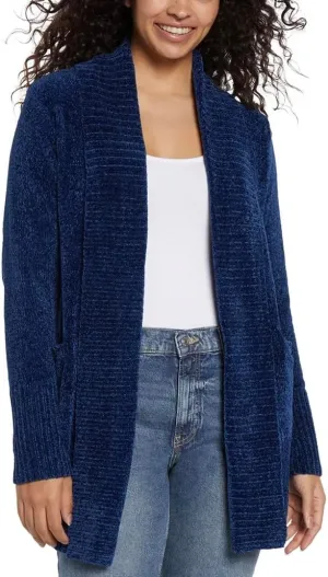 Orvis Womens Cardigan Sweater Chenille Pockets Soft Open-Front Midweight