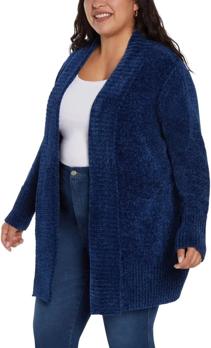 Orvis Womens Cardigan Sweater Chenille Pockets Soft Open-Front Midweight