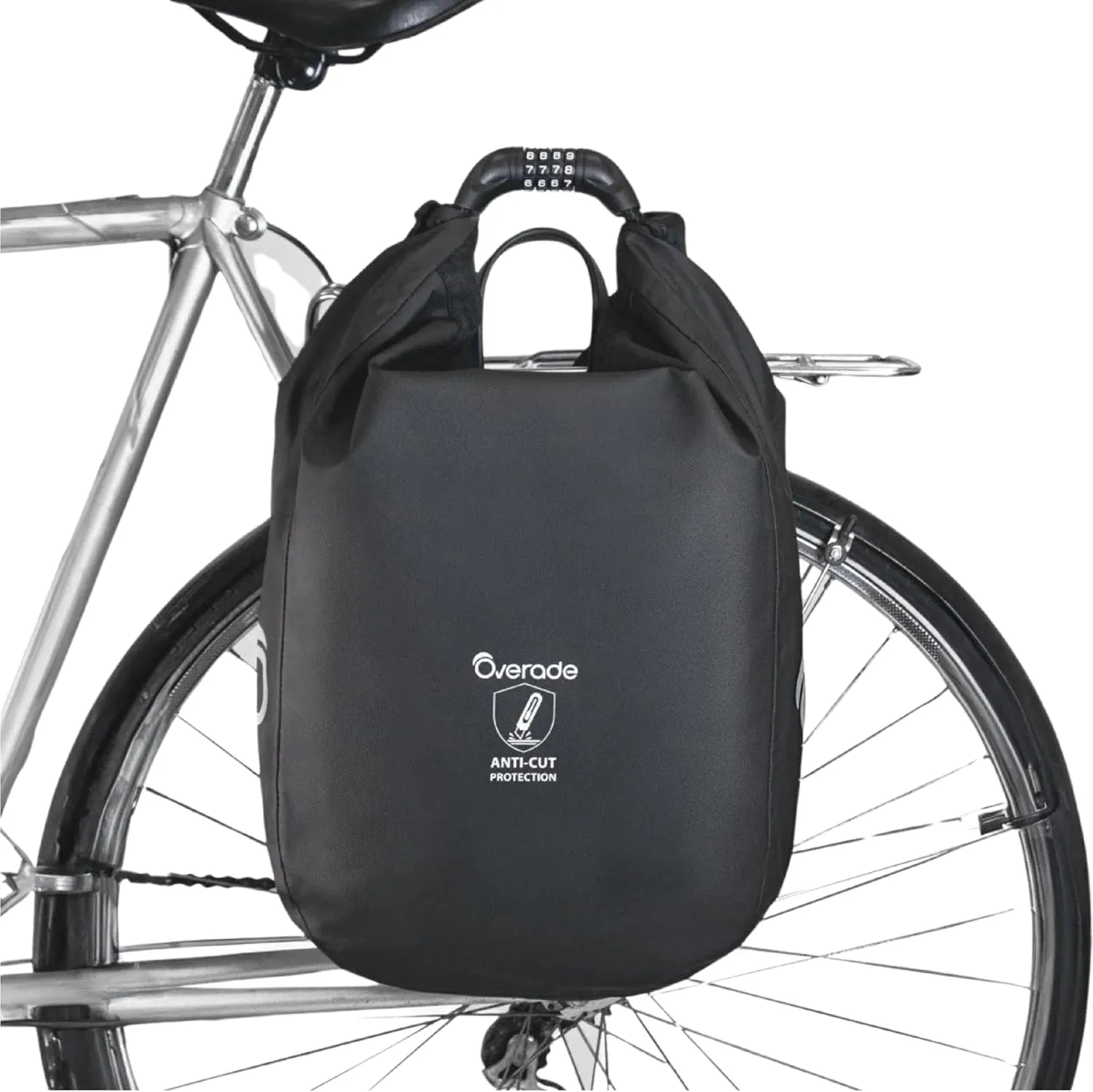 OVERADE LOXI Bike Bag (15L) with Luggage Rack Waterproof Bag with Anti-Cut Coating and 12 mm Cable Lock 4-Digit Lock …