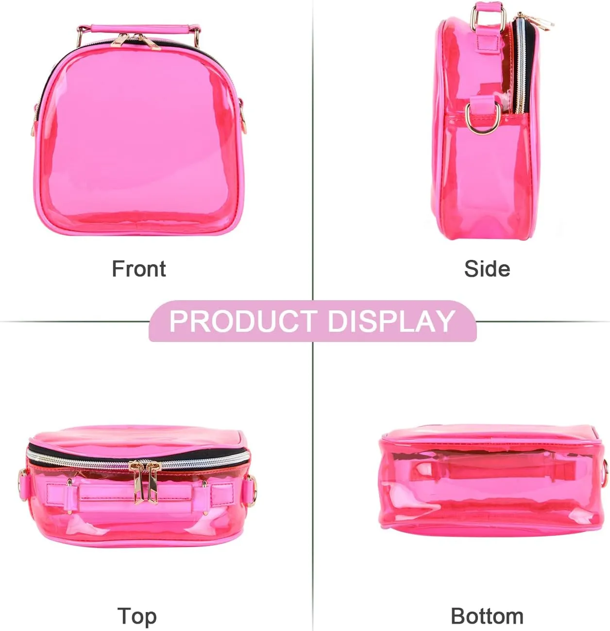 Oweisong See Through Crossbody Purse Neon Clear Handbag for Women Stadium Approved Transparent Jelly Bags Sports Fan Purses