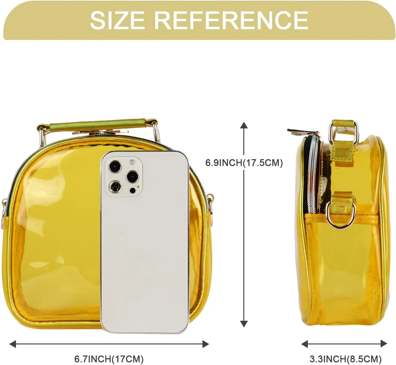 Oweisong See Through Crossbody Purse Neon Clear Handbag for Women Stadium Approved Transparent Jelly Bags Sports Fan Purses