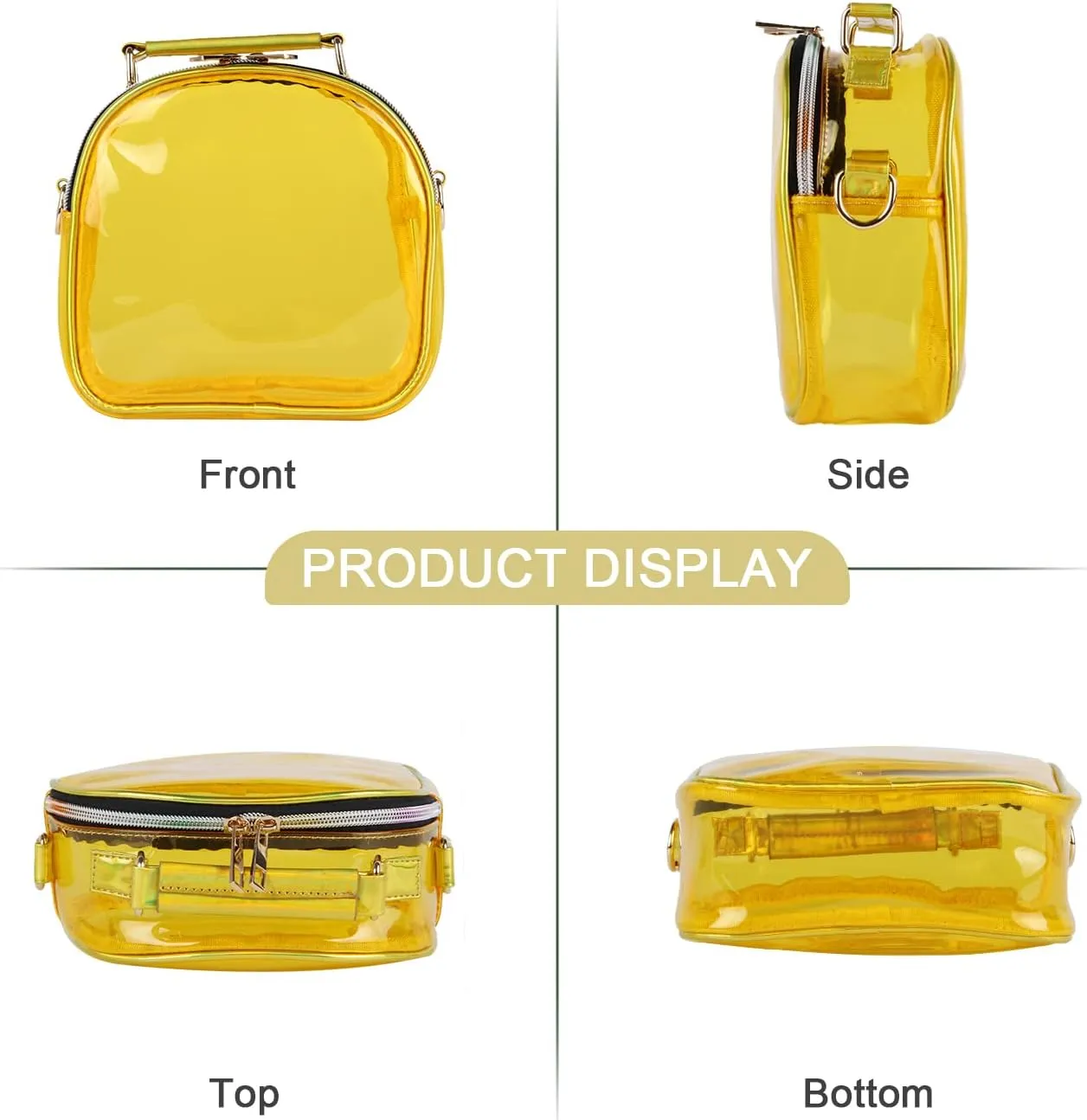 Oweisong See Through Crossbody Purse Neon Clear Handbag for Women Stadium Approved Transparent Jelly Bags Sports Fan Purses