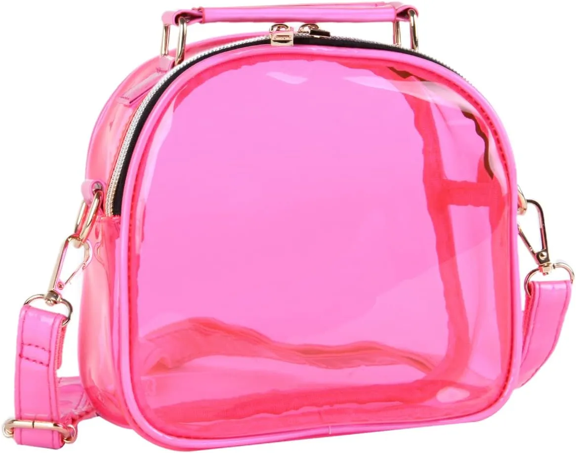 Oweisong See Through Crossbody Purse Neon Clear Handbag for Women Stadium Approved Transparent Jelly Bags Sports Fan Purses