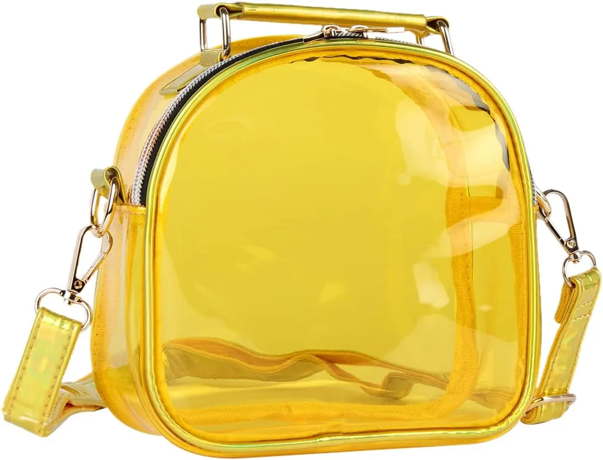 Oweisong See Through Crossbody Purse Neon Clear Handbag for Women Stadium Approved Transparent Jelly Bags Sports Fan Purses