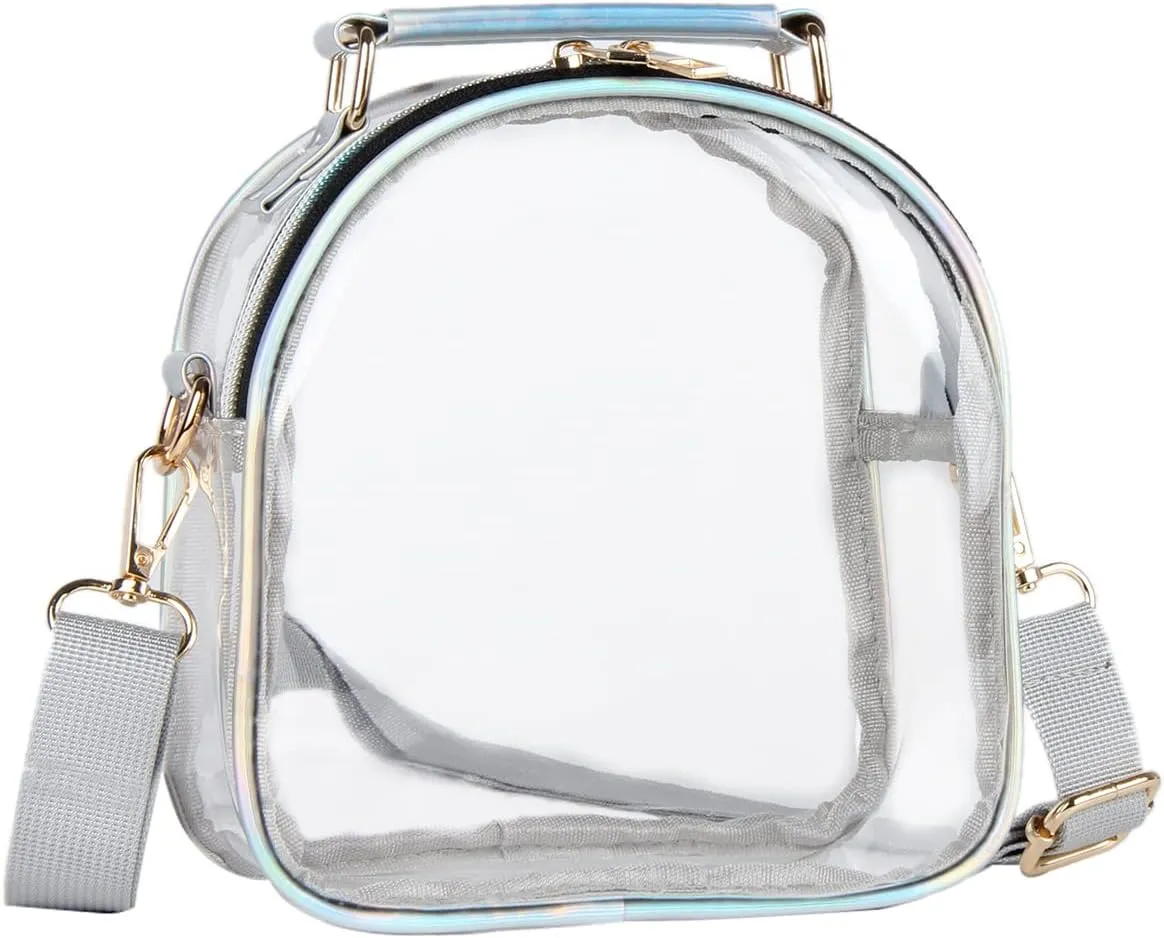 Oweisong See Through Crossbody Purse Neon Clear Handbag for Women Stadium Approved Transparent Jelly Bags Sports Fan Purses
