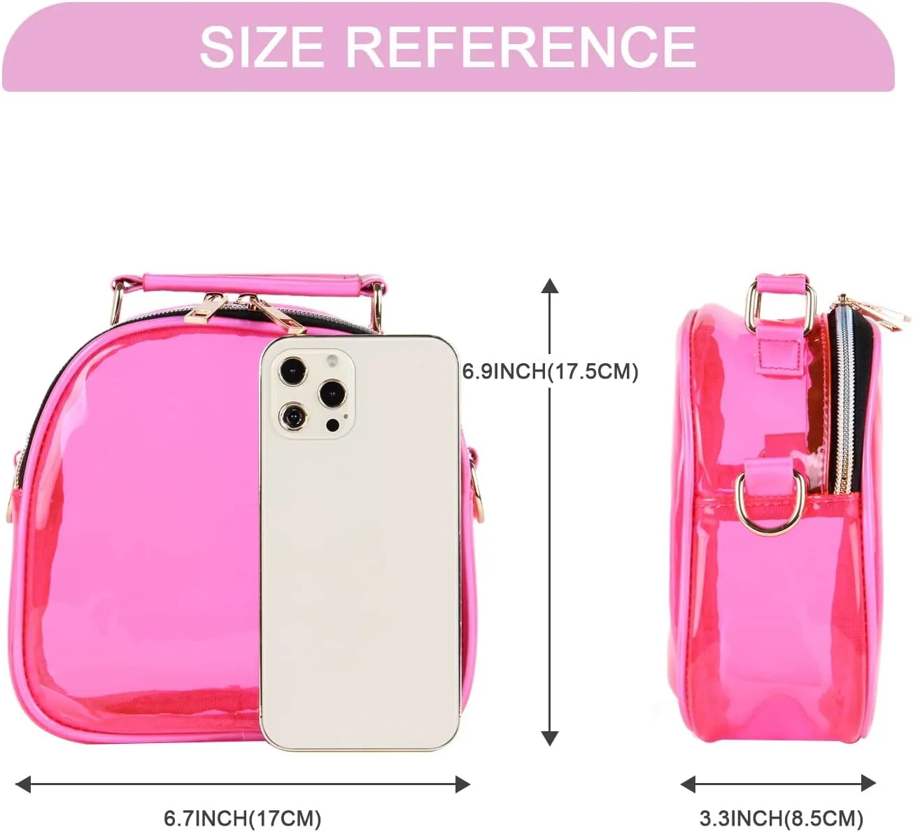 Oweisong See Through Crossbody Purse Neon Clear Handbag for Women Stadium Approved Transparent Jelly Bags Sports Fan Purses