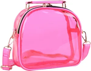 Oweisong See Through Crossbody Purse Neon Clear Handbag for Women Stadium Approved Transparent Jelly Bags Sports Fan Purses