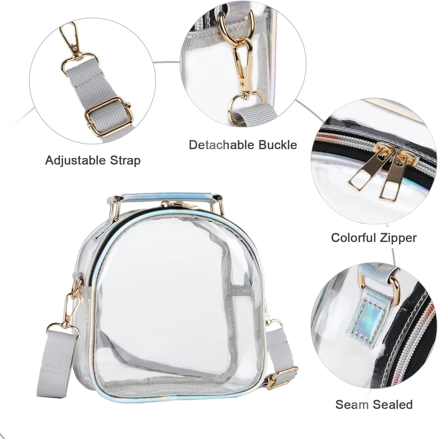 Oweisong See Through Crossbody Purse Neon Clear Handbag for Women Stadium Approved Transparent Jelly Bags Sports Fan Purses