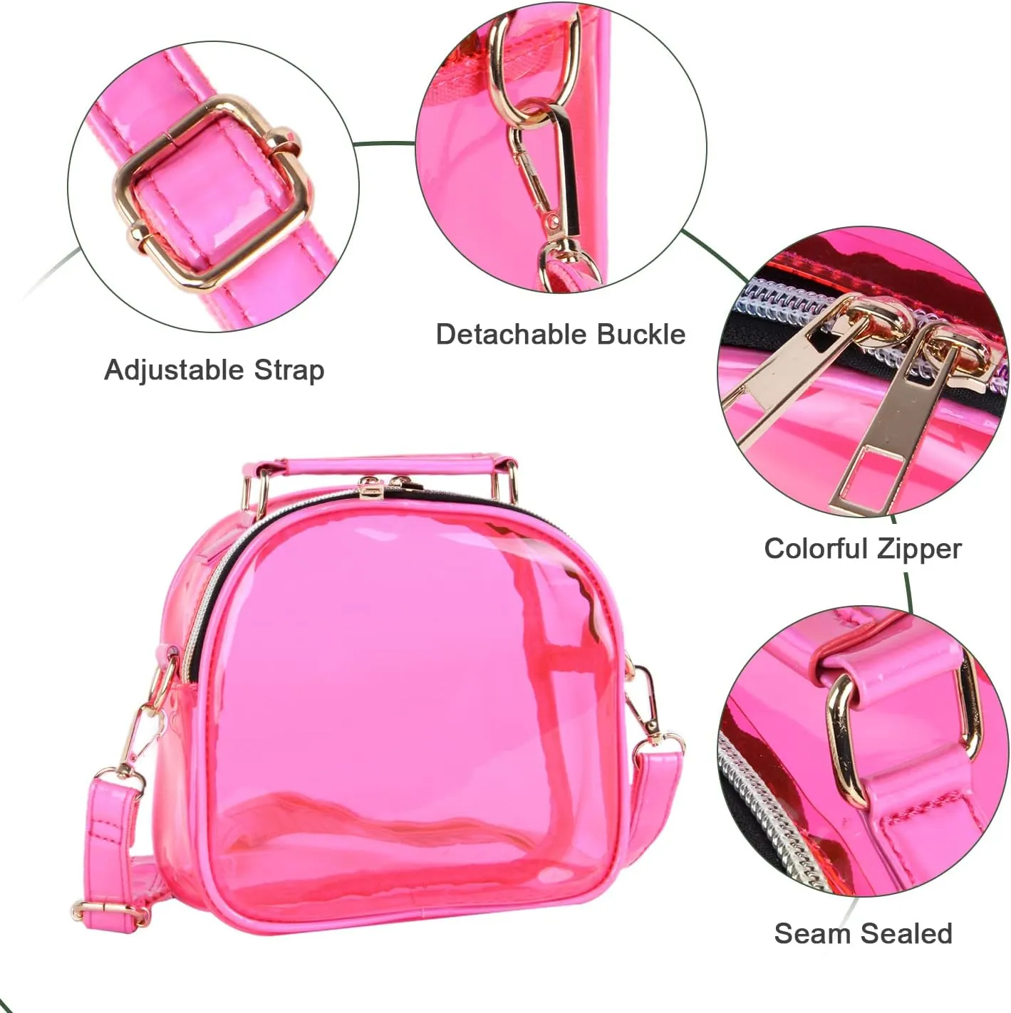 Oweisong See Through Crossbody Purse Neon Clear Handbag for Women Stadium Approved Transparent Jelly Bags Sports Fan Purses